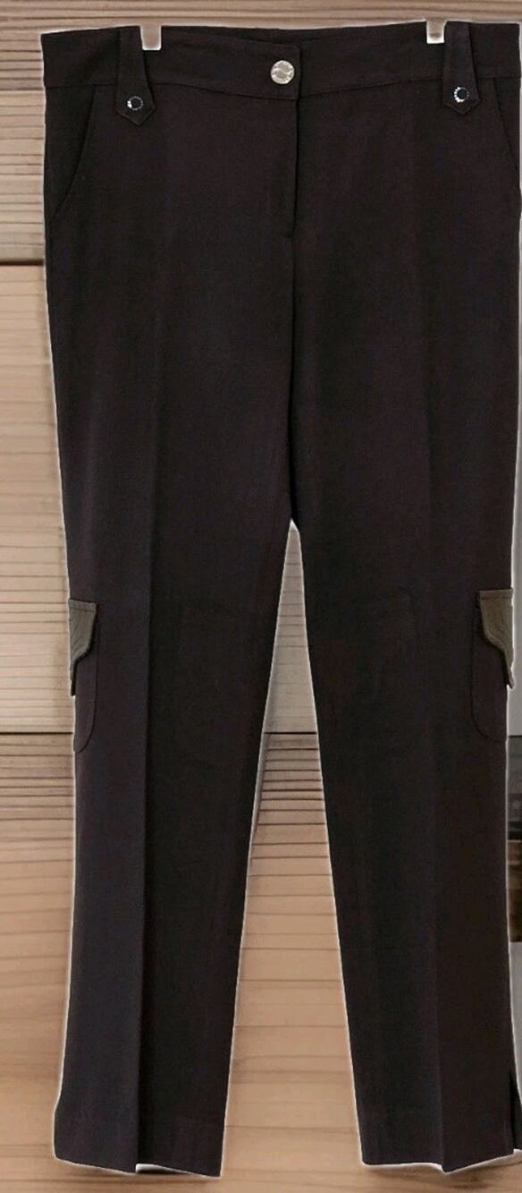 Fitelle Flare Women's 8 Pants Stretch Side Leg Pockets MadeIn France Brown Black